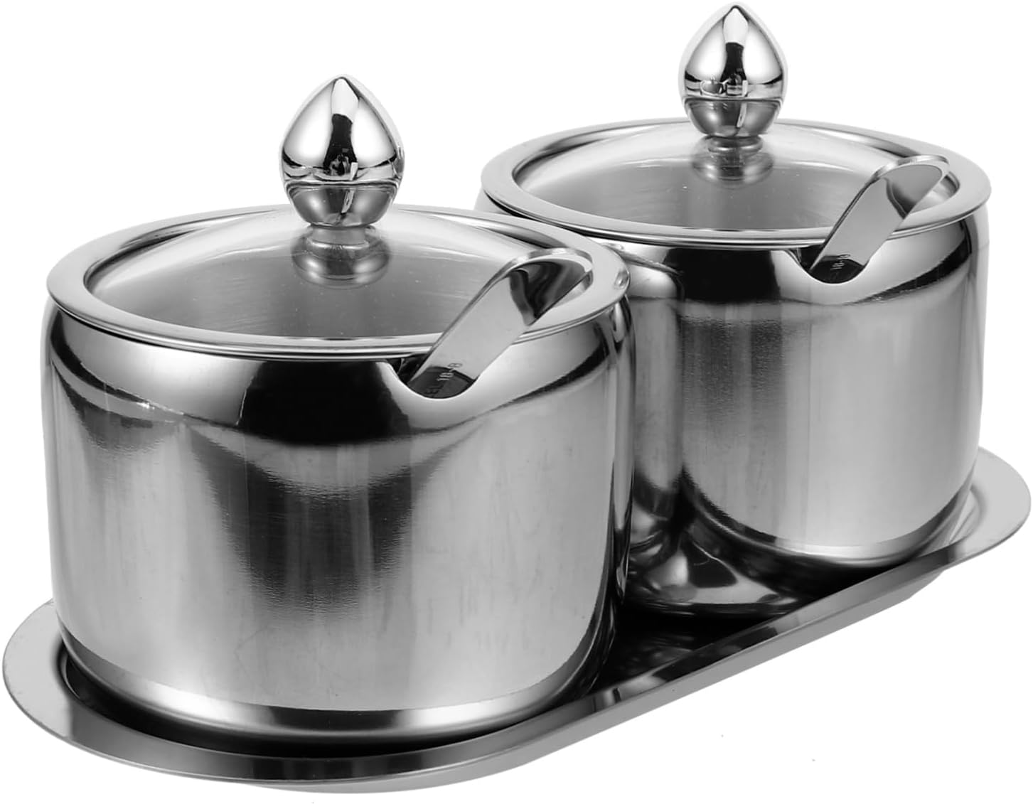 Condiment Pot with Lid Stainless Steel Kitchen Storage