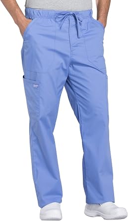 Cherokee Scrub Set for Men V-Neck Scrub Top & Cargo Pant Ciel Blue L