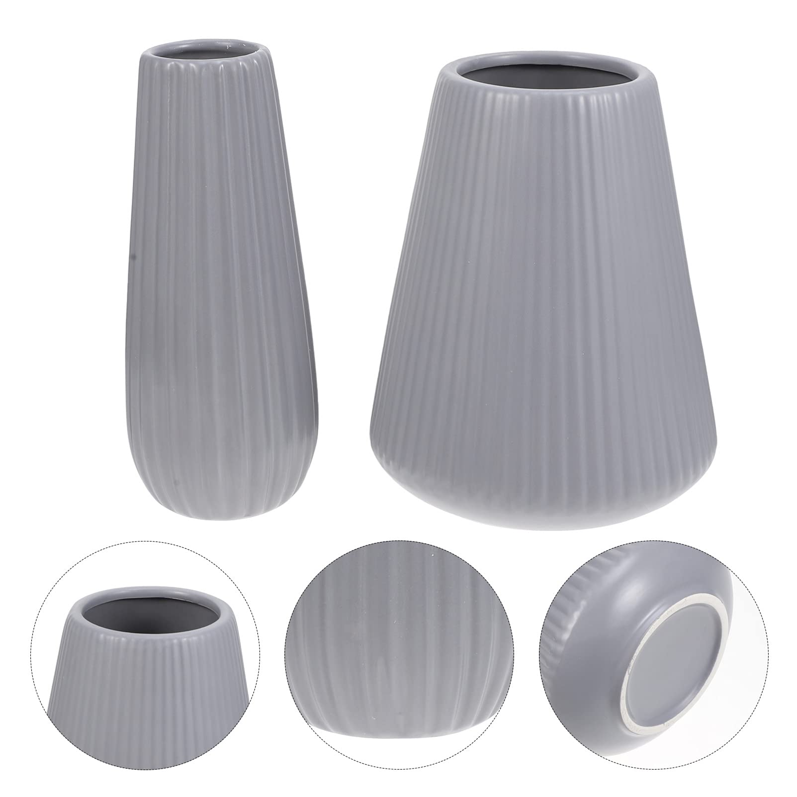 Vaso in Ceramica per Fiori 2 Pezzi, Stile Costiero | Finitura Opaca, per Casa e Balcone, Oggetto Decorativo da Tavolo, Presenza Artistica Raffinata