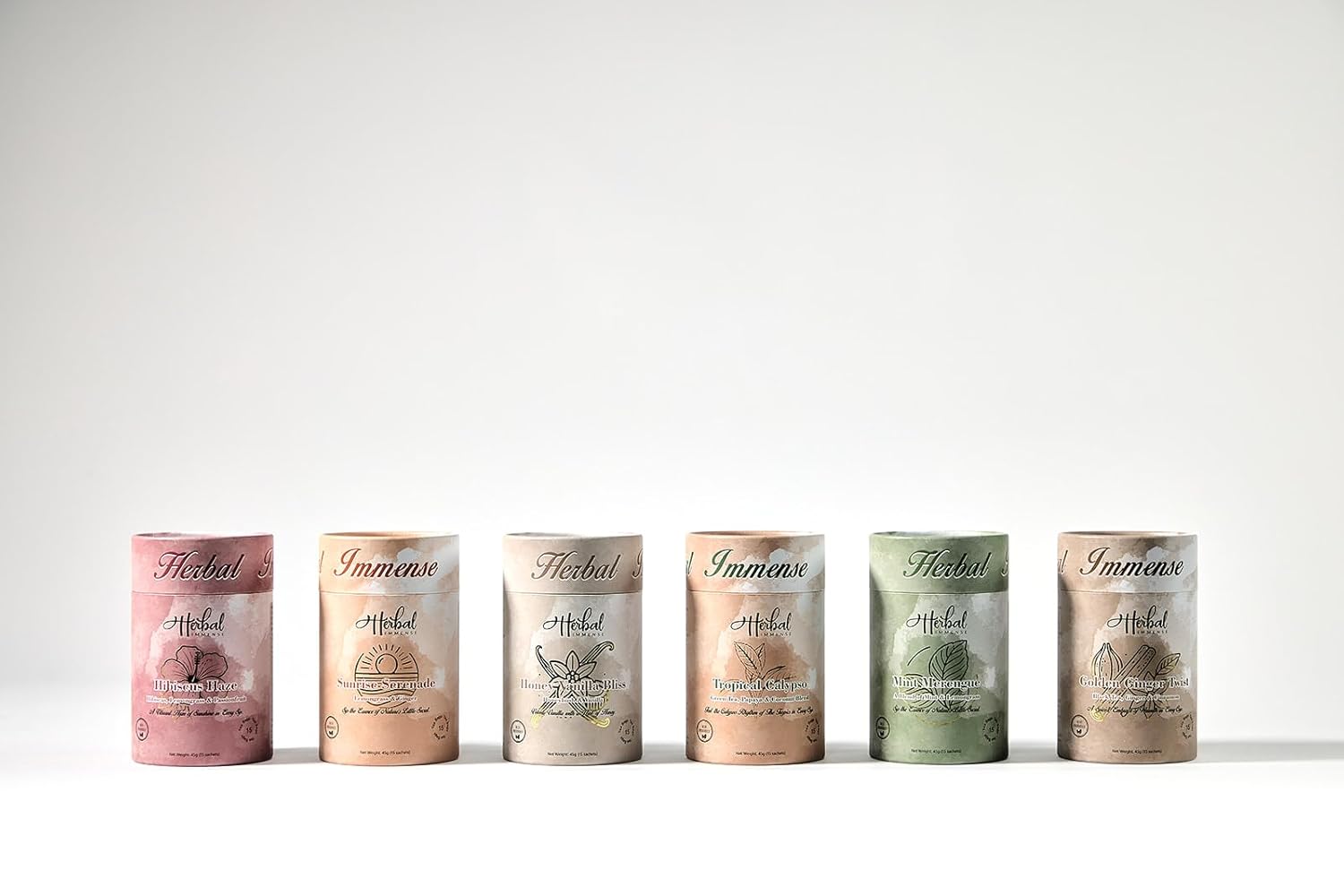 Herbal Immense Mint Merengue | Refreshing Peppermint & Lemongrass Tea | Luxury Herbal Tea Blend | 15 Pyramid Sachets | Naturally Caffeine-Free