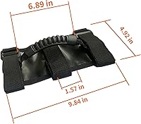 Vista 5 de Just-V 2 Pack 3 Roll Bar Grab Grab Handles for Jeep Wrangler Yj Tj Jk Jl & Gladiator Jt 1955-2022, Jeep Wrangler Ccessories (Black)