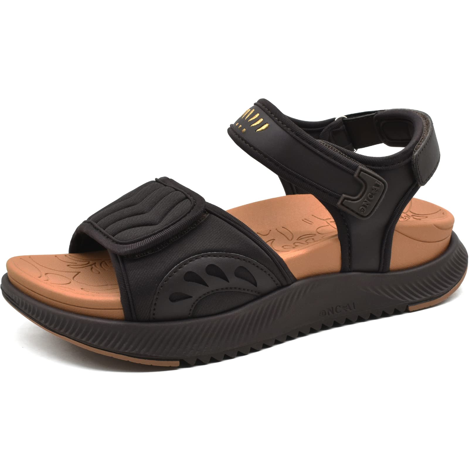 ONCAI Wander Sandalen Damen, Arch Support mit Orthopädische Outdoor Fußbett für Plantar Fasciitis,Plateau Sport Damen Sandalen mit 3 Verstellbare Klettverschluss Größe 36-43