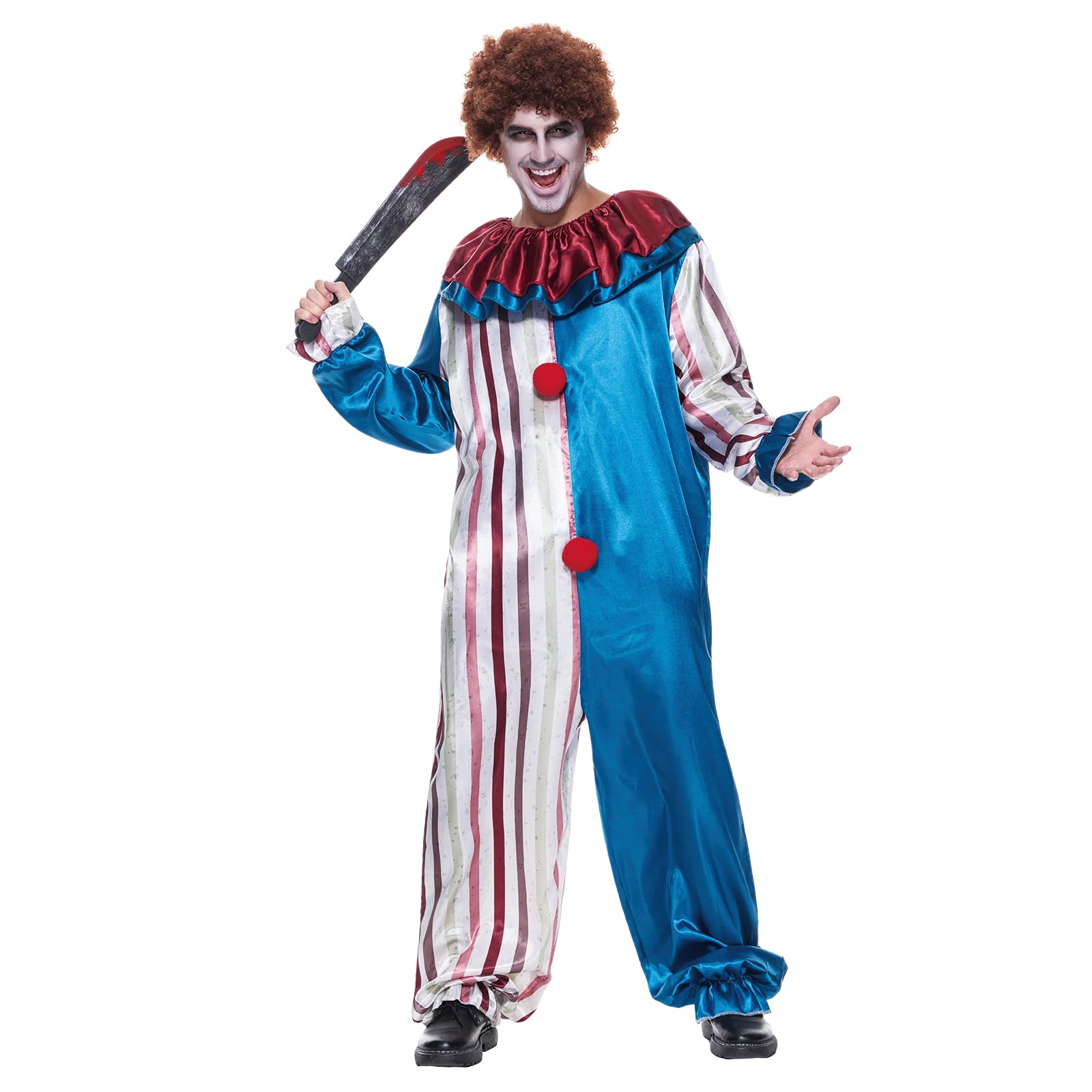 EraSpooky Men's Evil Killer Clown Costume Adult Halloween Jester Outfits