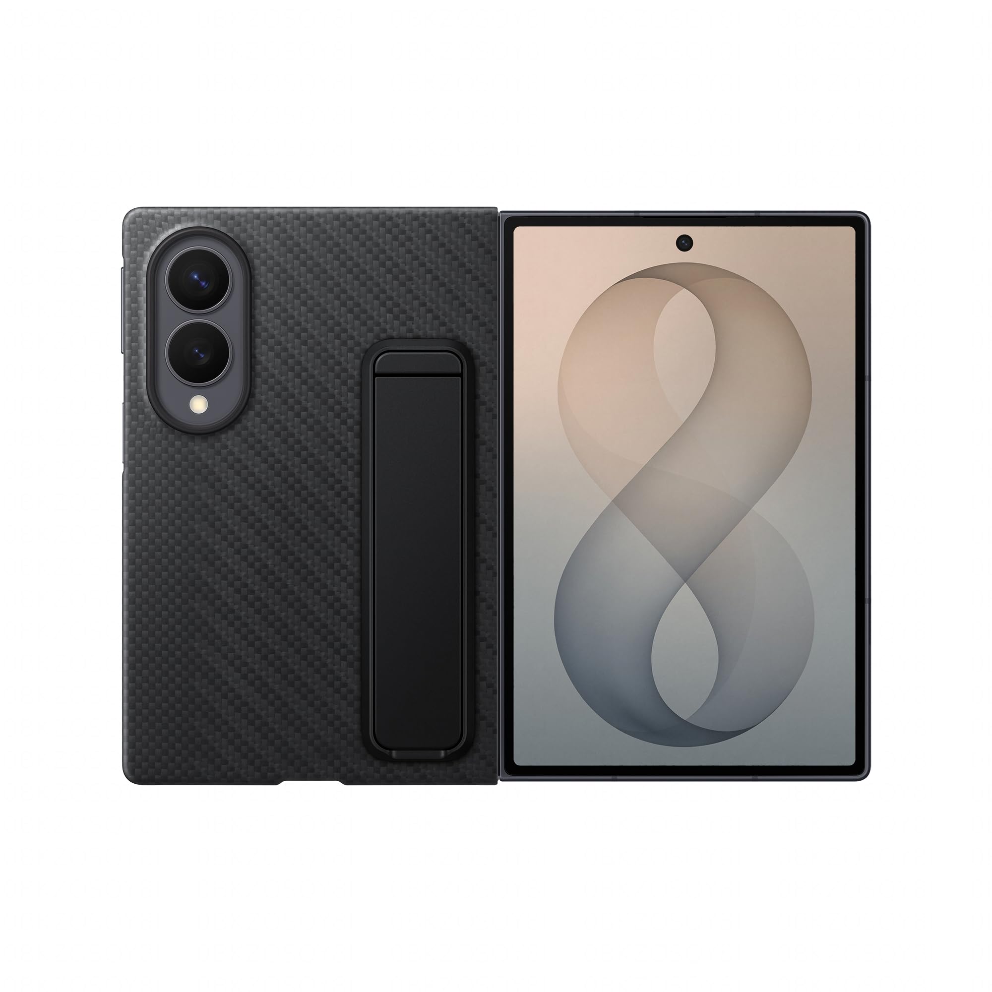 Samsung Carbon Standing Case per Galaxy Z Fold8, Black | Custodia in Fibra Aramidica con Supporto Standing a cavalletto, 2 Pellicole Schermo Anteriore Incluse