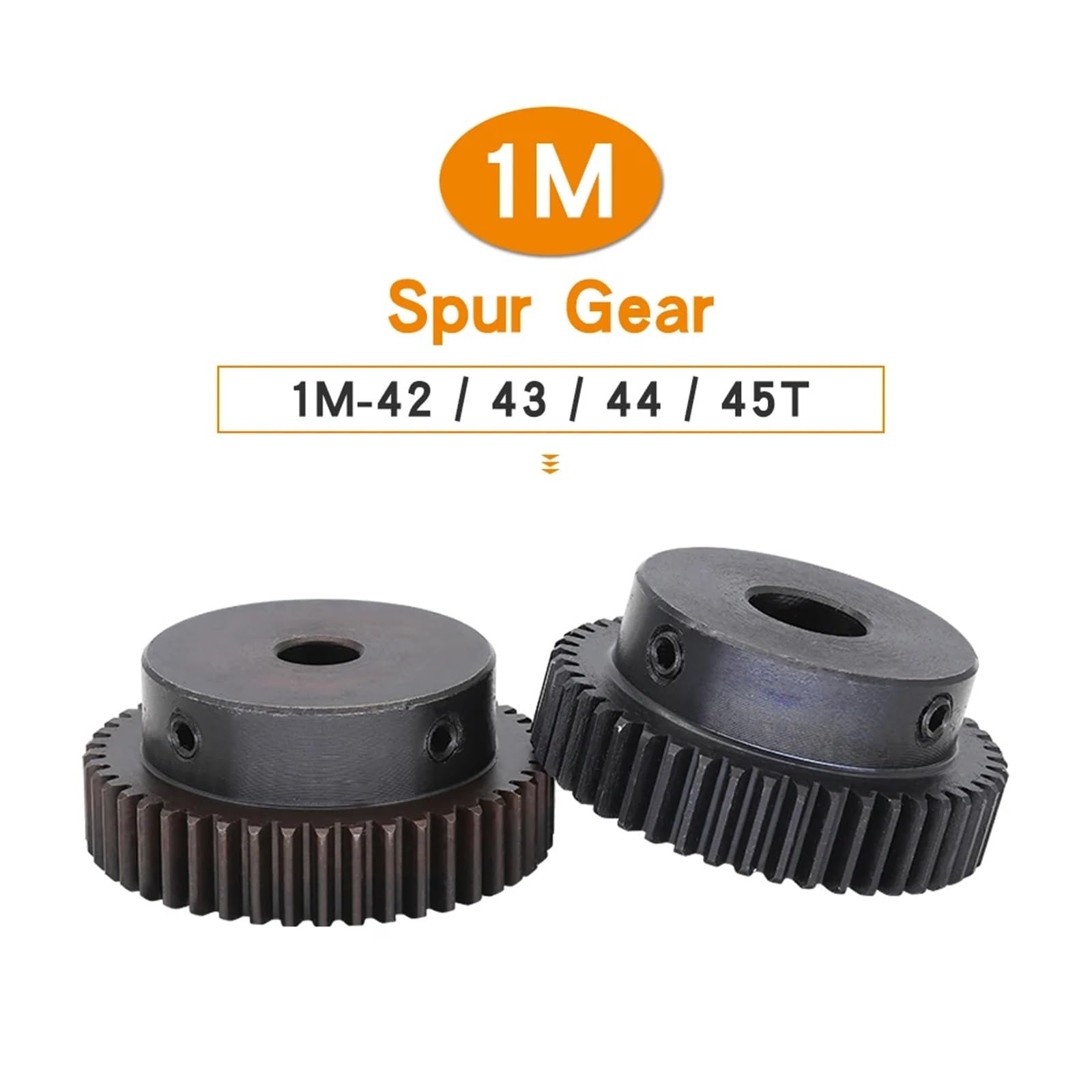 Bevel Gear Pinion Hardware Mechanical Module 1 Motor Gear 1M-42T/43T/44T/45Teeth Carbon Steel High Frequency Quenching of Teeth Spur Gear Bore 6/8/10/12/15mm(44 Teeth-6mm)