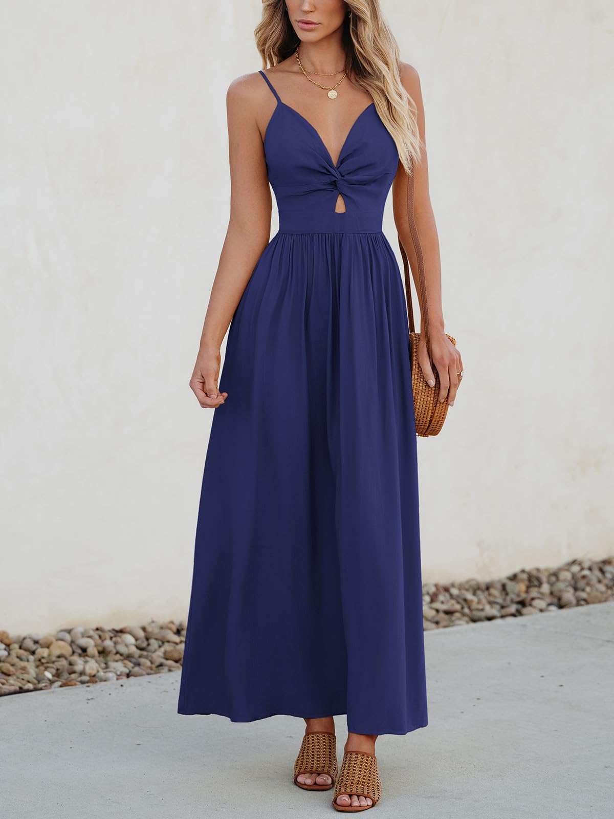 CUPSHE Robe d'été pour Femme - Col en V - sans Manches - Couleur contrastée - Imprimé Floral - Mini Robe décontractée - pour fête, Plage