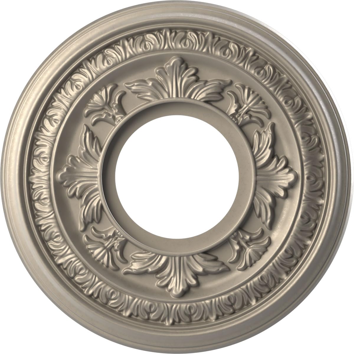Ekena Millwork CMP10BACSV Baltimore Thermoformed PVC Ceiling Medallion (Fits Canopies up to 4 1/4"), 10"OD x 3 1/2"ID x 3/4"P, Metallic Silver Metallic