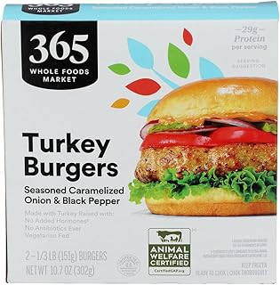 365 by Whole Foods Market Seasoned Caramelized Onion & Black Pepper Turkey Burgers, 10.67 OZ