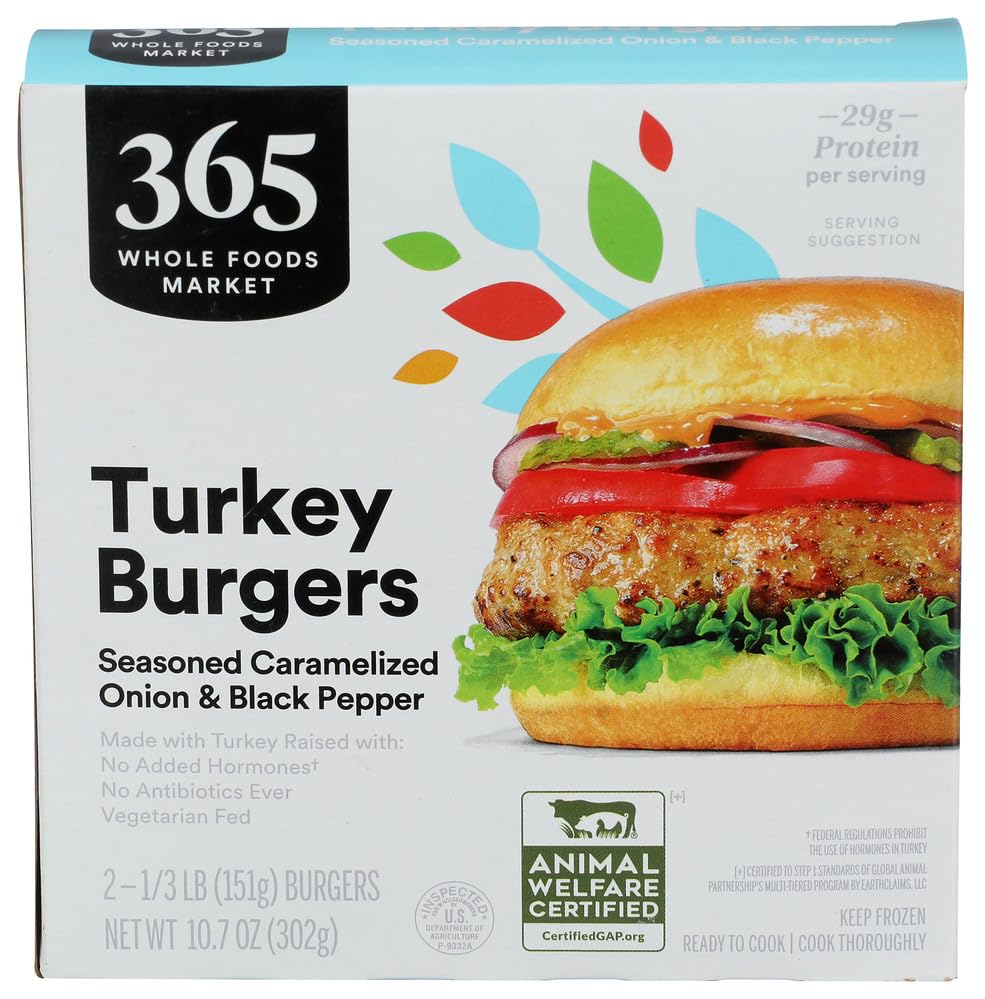 365 By Whole Foods Market, 365 Frozen Turkey Burgers Plain, 10.67 Ounce