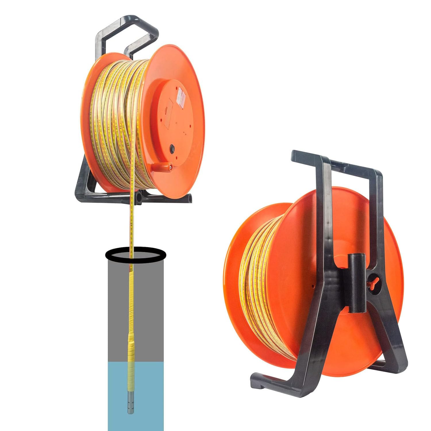 Indicador electrónico de nivel de agua, medidor de profundidad de sonda de acero inoxidable con cinta, medidor de inmersión portátil para perforación de pozos y monitoreo del nivel de agua