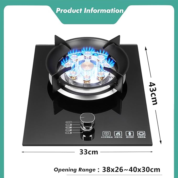 Estufa a Gas con 1 Quemador 5.2KW, Panel de Vidrio Templado, para Gas Natural/GLP miniatura 2