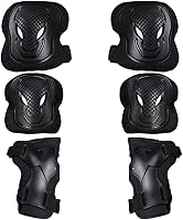 QUUPY 6-Piece Adult Knee Elbow Wrist Guards Set - Protective Gear for Skateboard, Scooter, Bike, Inline Skating - Unisex L Size