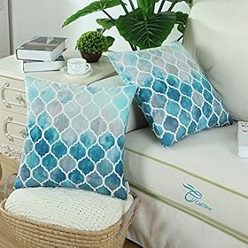 CaliTime Throw Pillow Covers Pack of 2 Cozy Colorful Geometric Trellis Chain Accents Manual Hand Painted Cushion Cases… 61tYPJg8QwL. SS280