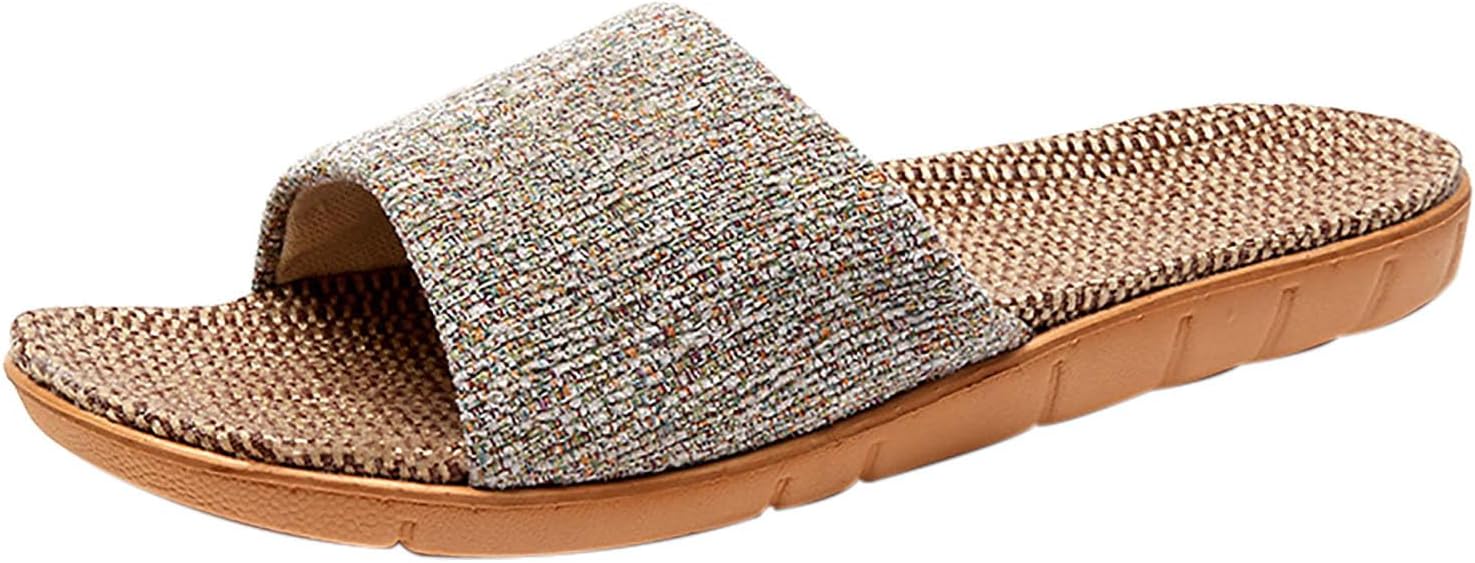 Linen Slipper for Women and Men Open Toe Casual Lounging Slide Lightweight Solid Trendy Sandals 2026 Breathe Shoes