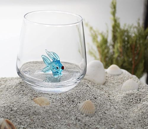 Miniatura 3 de HeguSun Vaso de cristal 3D con bonita figura de animal en el interior, figura de pez de vidrio soplado a mano dentro de la taza, copa sin tallo para