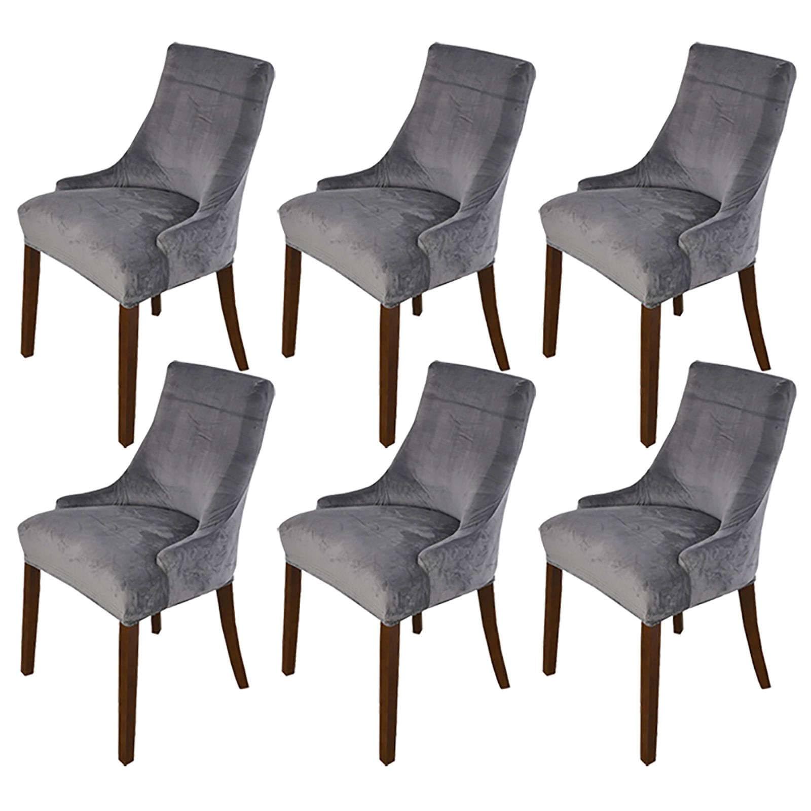 Wjhdwyd Gris Foncé Elastic Velvet Wingback Side Chair Covers, Set Of 1 Thick Dining Chair Covers Removable Washable Arm Chair Protector Cover-Gold-Set Of 1(,Lot De 6)