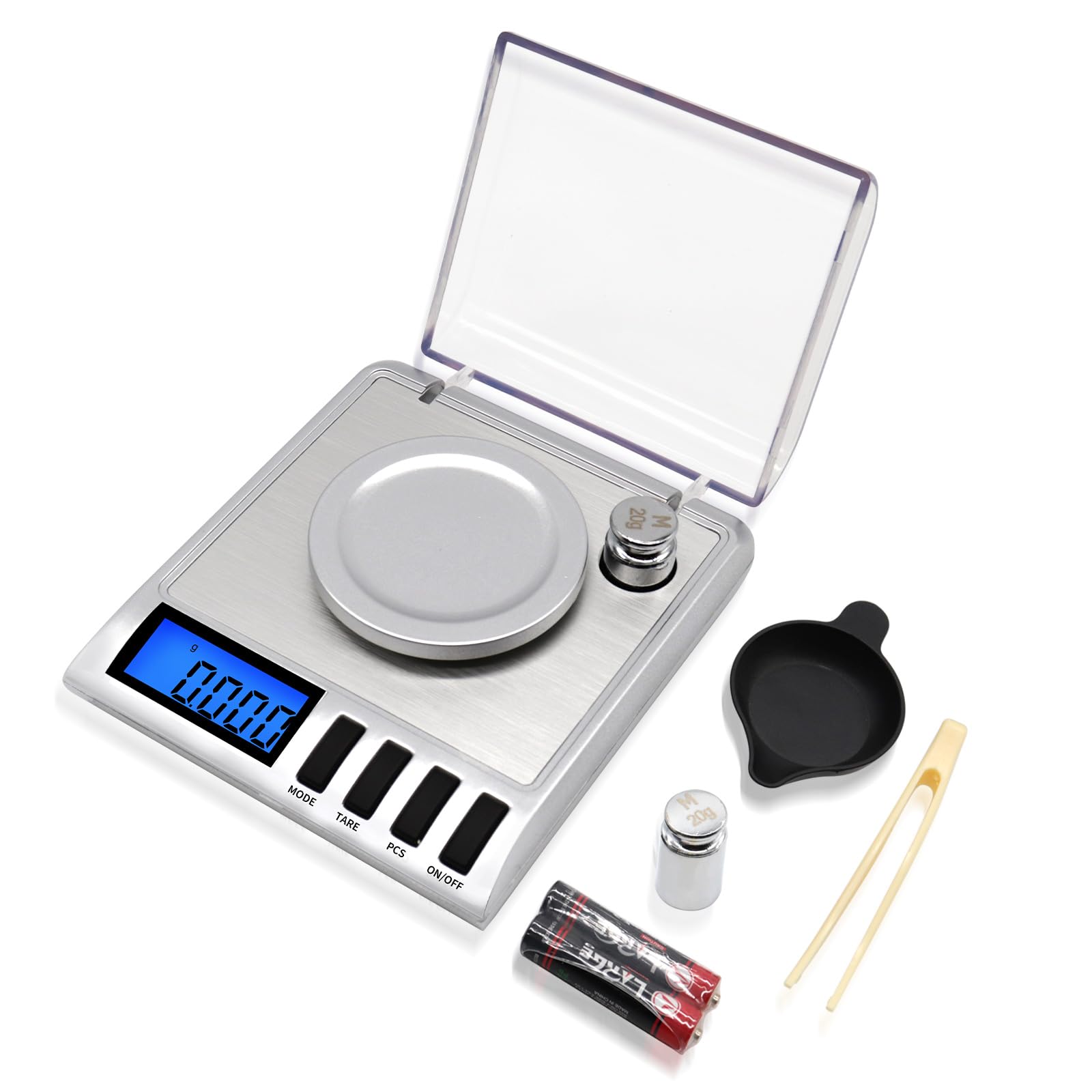 UNIWEIGH Milligram Waage 50g/001g, Compacte Zak Schaal met 2