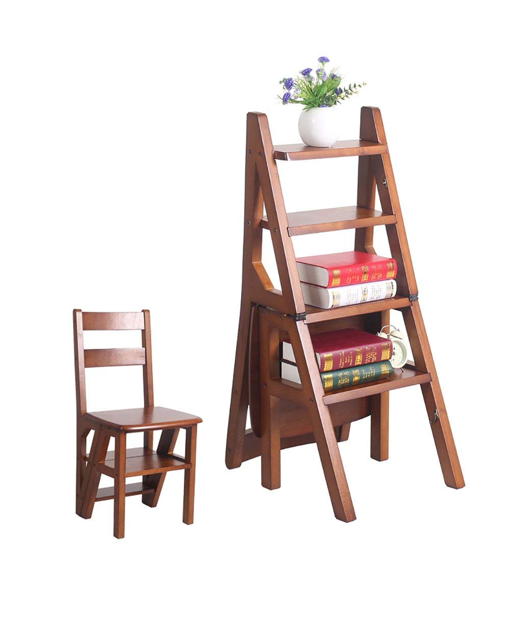 Escabeau portable multifonctionnel 4 marches bois et support fleur