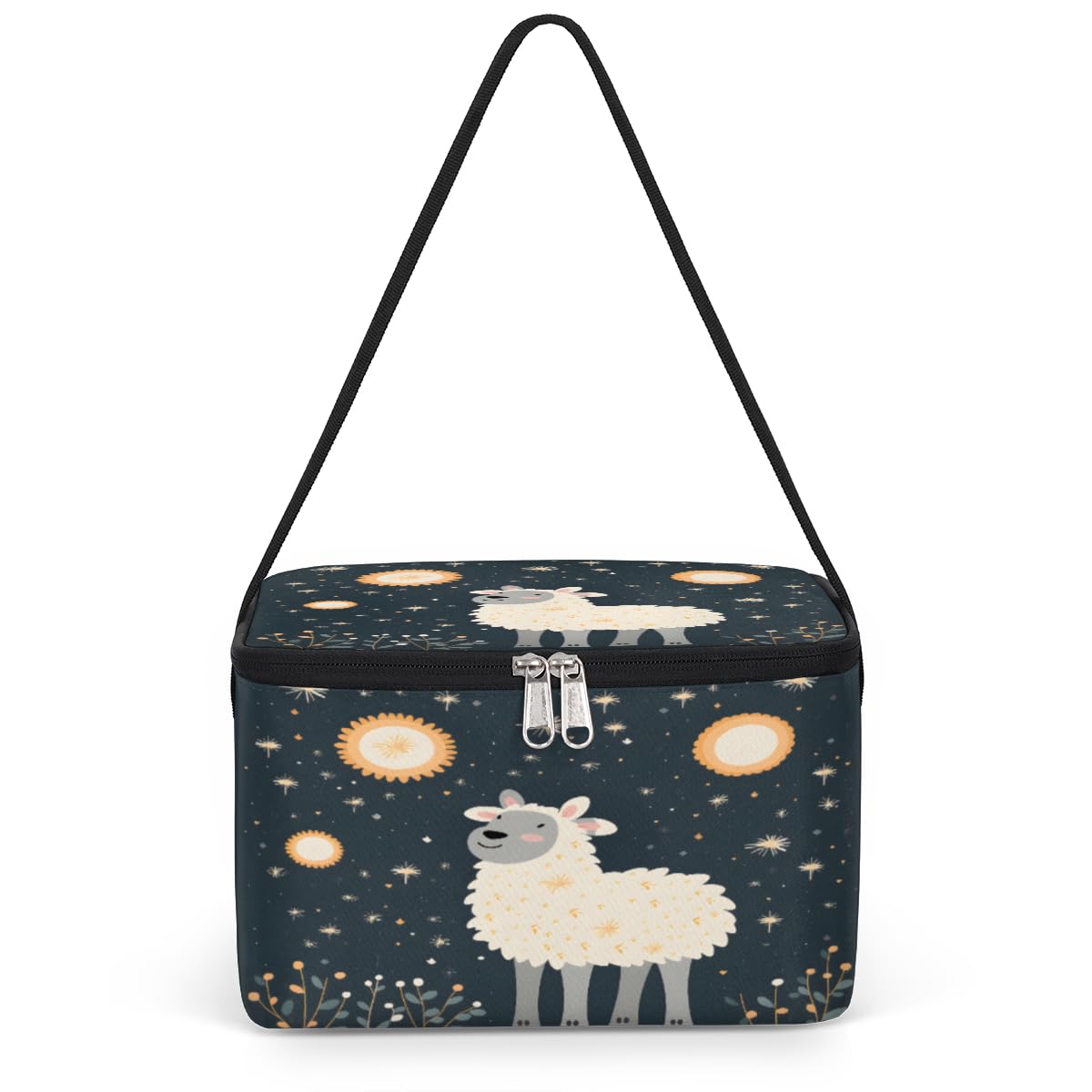 GzLeyigou Lamb Sun Lunch Bags for Women Men 9 Cans, Hot & Cold Food Delivery Bag Insulated Grocery Bag Insulated Lunch Box Sheep Cooler Bag for Office Work Picnic Beach