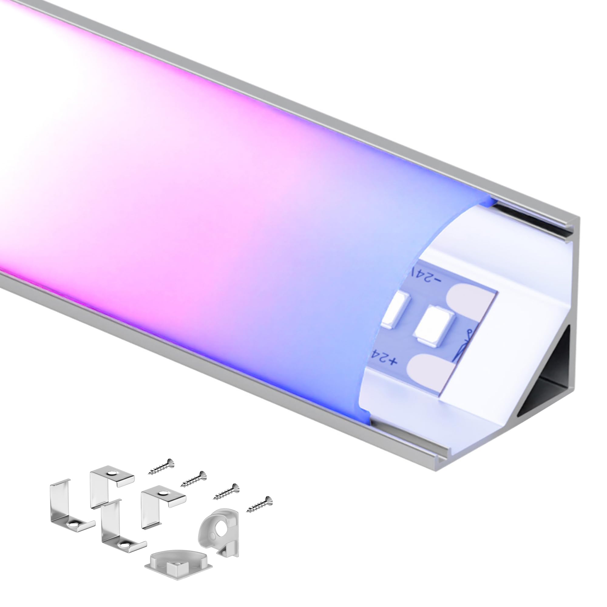 20 Profilés Aluminium Pour Ruban LED 2m - Forme U, Encastrable/saillant - Avec Diffuseur Blanc Laiteux - Compatible Bandes LED <16mm