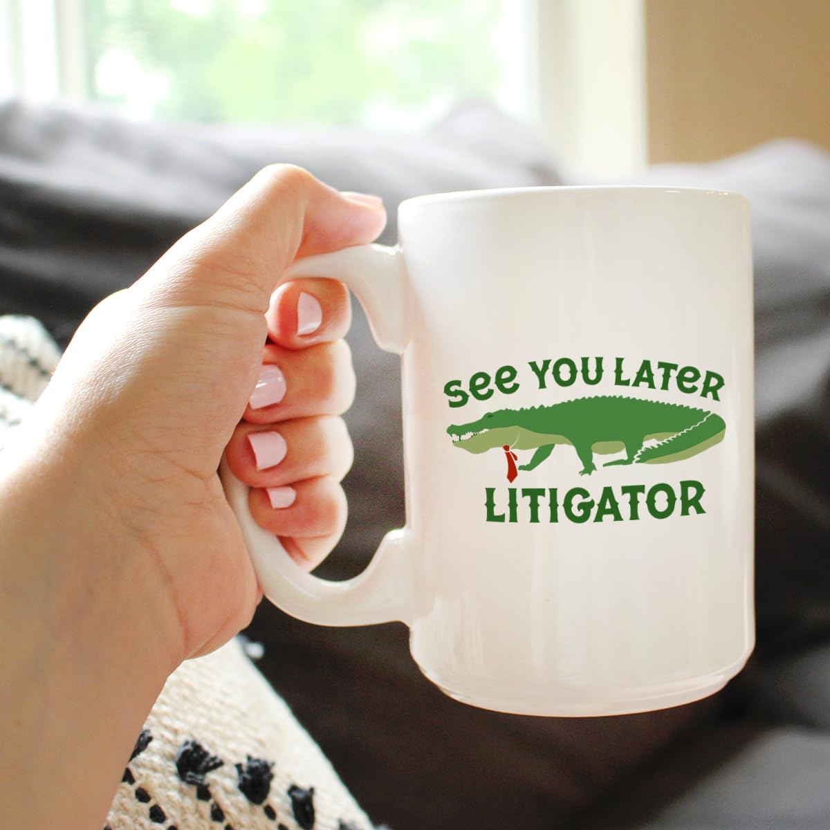 Bevvee See You Later Litigator Coffee Mug - Funny Lawyer Gifts for Attorneys and Law School Graduates - Large 15oz White Ceramic Mug - Image 3