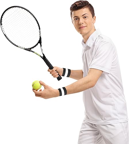 Miniatura 6 de Juego de 10 bandas para el sudor a rayas y calcetines a rayas, bandas para el sudor de muñeca para hombres y mujeres, deportes de los años 80 y 90