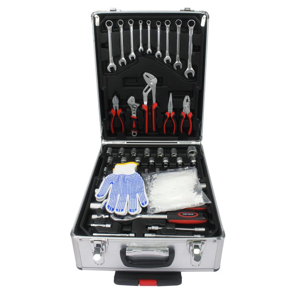 Caja de herramientas portátil con ruedas, juego completo de herramientas domésticas de 899 piezas para el hogar, versátil kit de herramientas de maquinaria rodante para reparación y mantenimiento