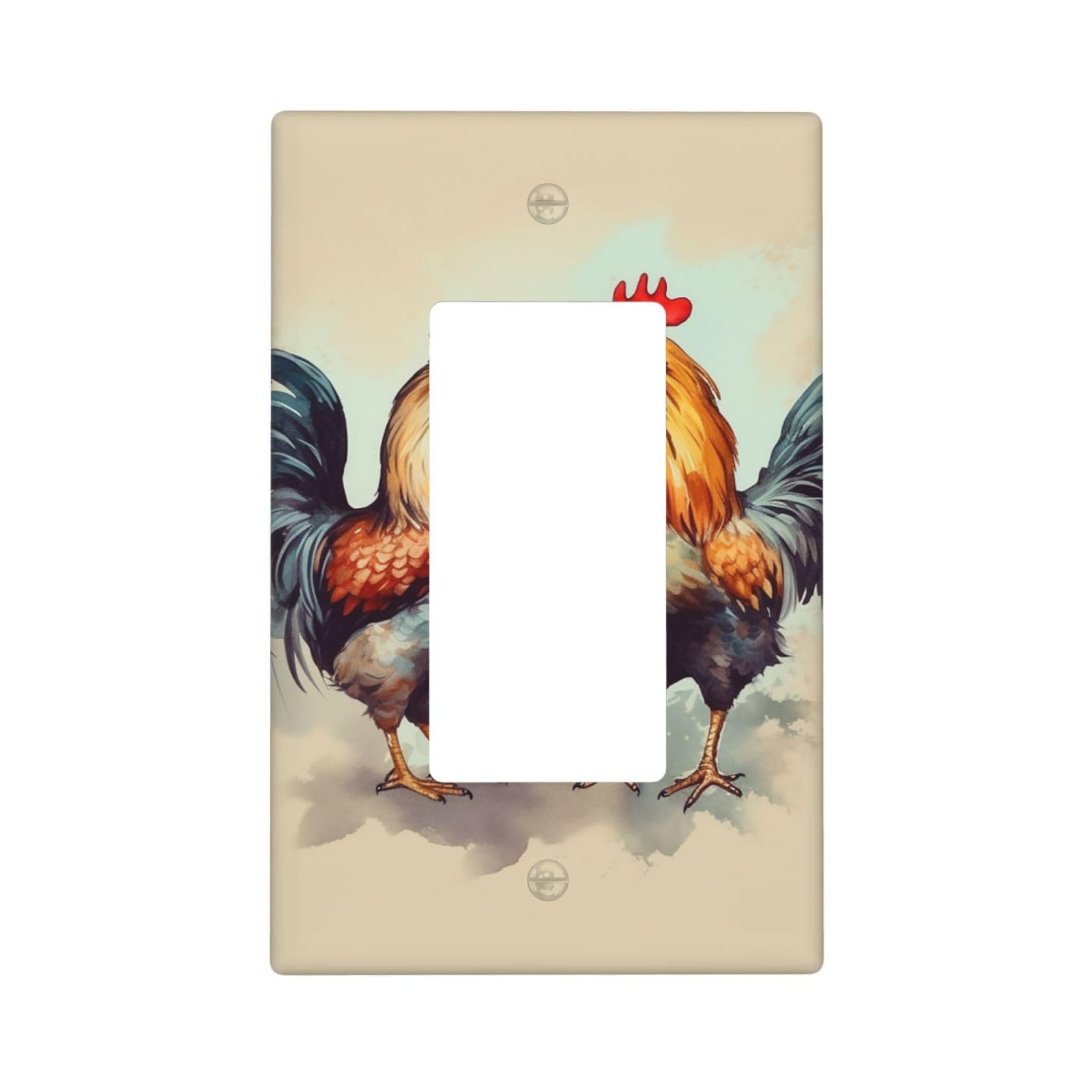 Decorator Wall Plate 1 Gang Light Switch Covers Decorator Receptacle Outlet Covers Rooster and hen Wall Plates for Electrical Outlets Plug Cover Single Rocker Switch Plates