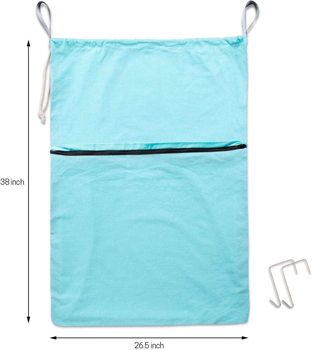 SWISSELITE ランドリーバッグ 大容量 汚れた布オーガナイザー フック付き 引き紐付き 洗濯機洗い可 24 x 36インチ