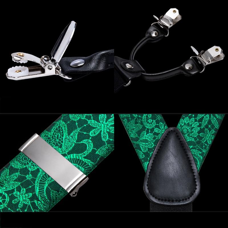 Set de Tirantes y Corbatín para Hombre de Seda Verde miniatura 6