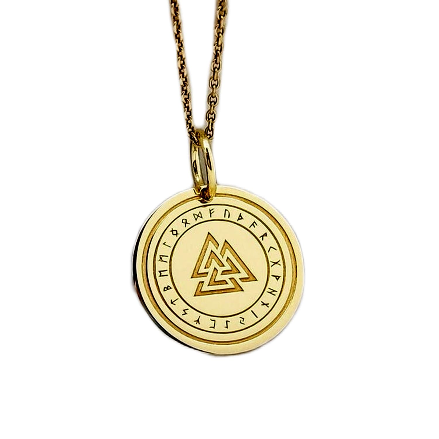 Collier Valknut en argent plaqué or, un bijou viking d'exception gravé à la main - 4