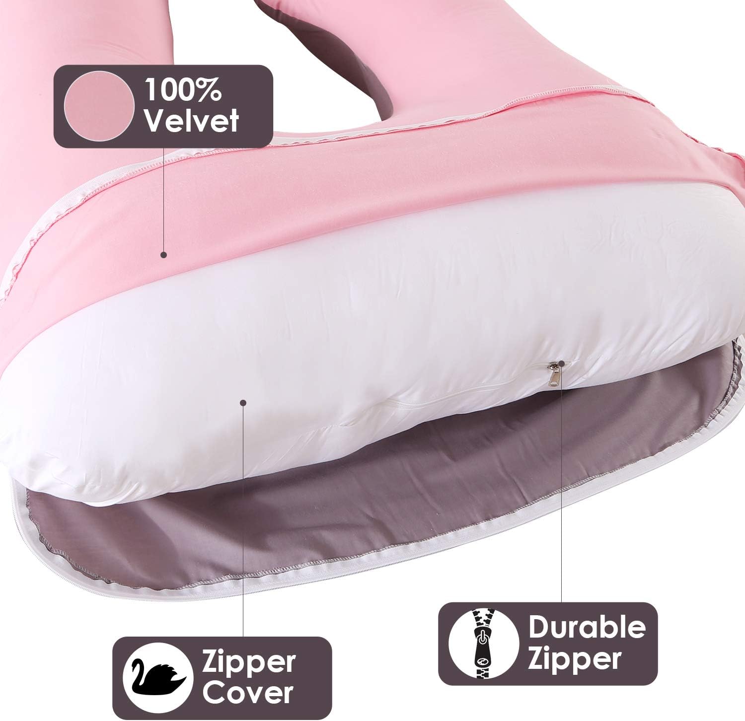 Maternity Pillow for Sleeping, Soft Pregnancy Body Pillow for Pregnant Women, Side Sleeping Pregnancy Pillow with Washable Cotton Cover, Support for Neck/Back/Blly/Leg (Pink&Grey) : Everything Else