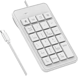 Teclado numérico USB C com fio – Teclado numérico tipo C atualizado com 10 teclas USB teclado numérico de contabilidade financeira para laptop, PC, MacBook, notebook, desktop, Surface Pro -