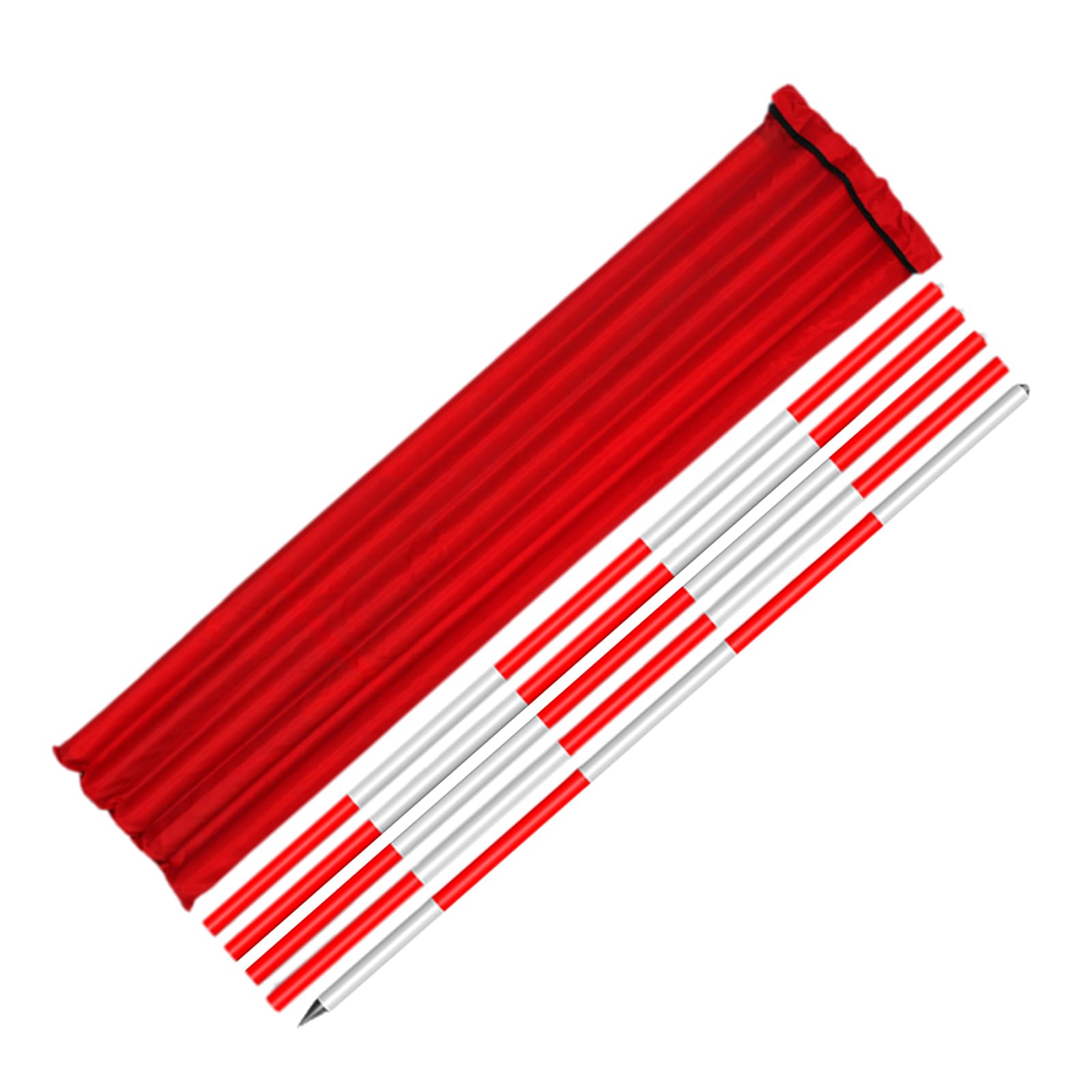 MRVAKDYDI Aluminum Survey Rod, Detachable Aluminum Telescopic Survey Rod Red White 2m 3m 5m(5m (unswivel type))