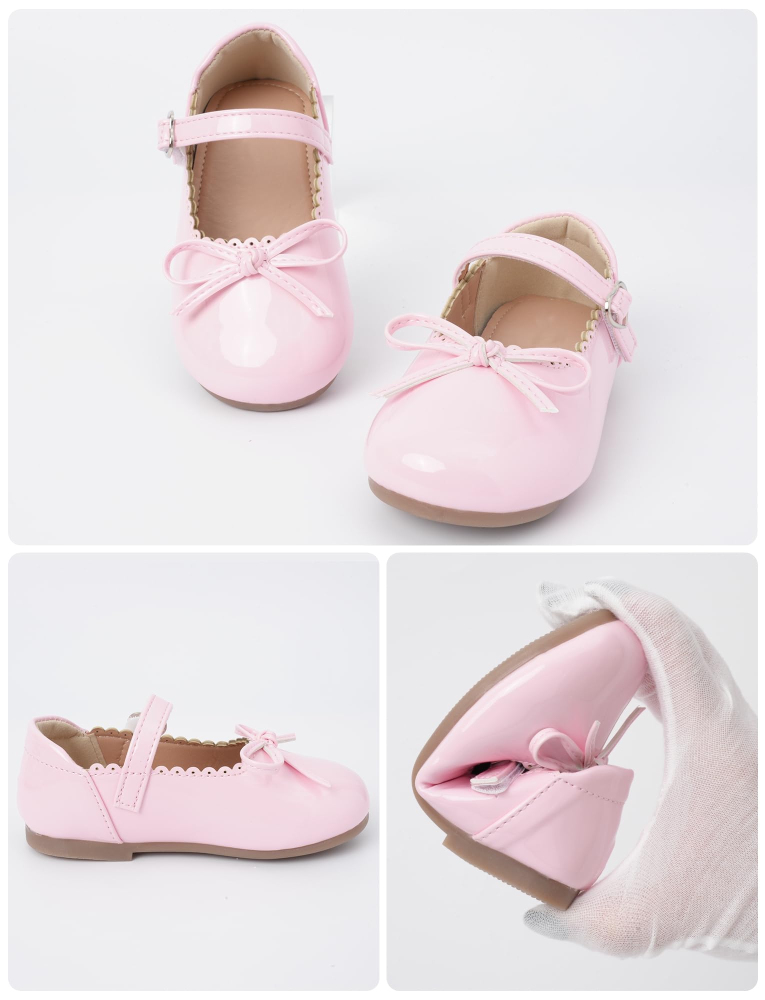 Chaussure Mary Jane Filles Enfants Chaussures Plat de Princesse Antidérapante avec Nœud Chaussure en Cuir Brillant 21-30 EU