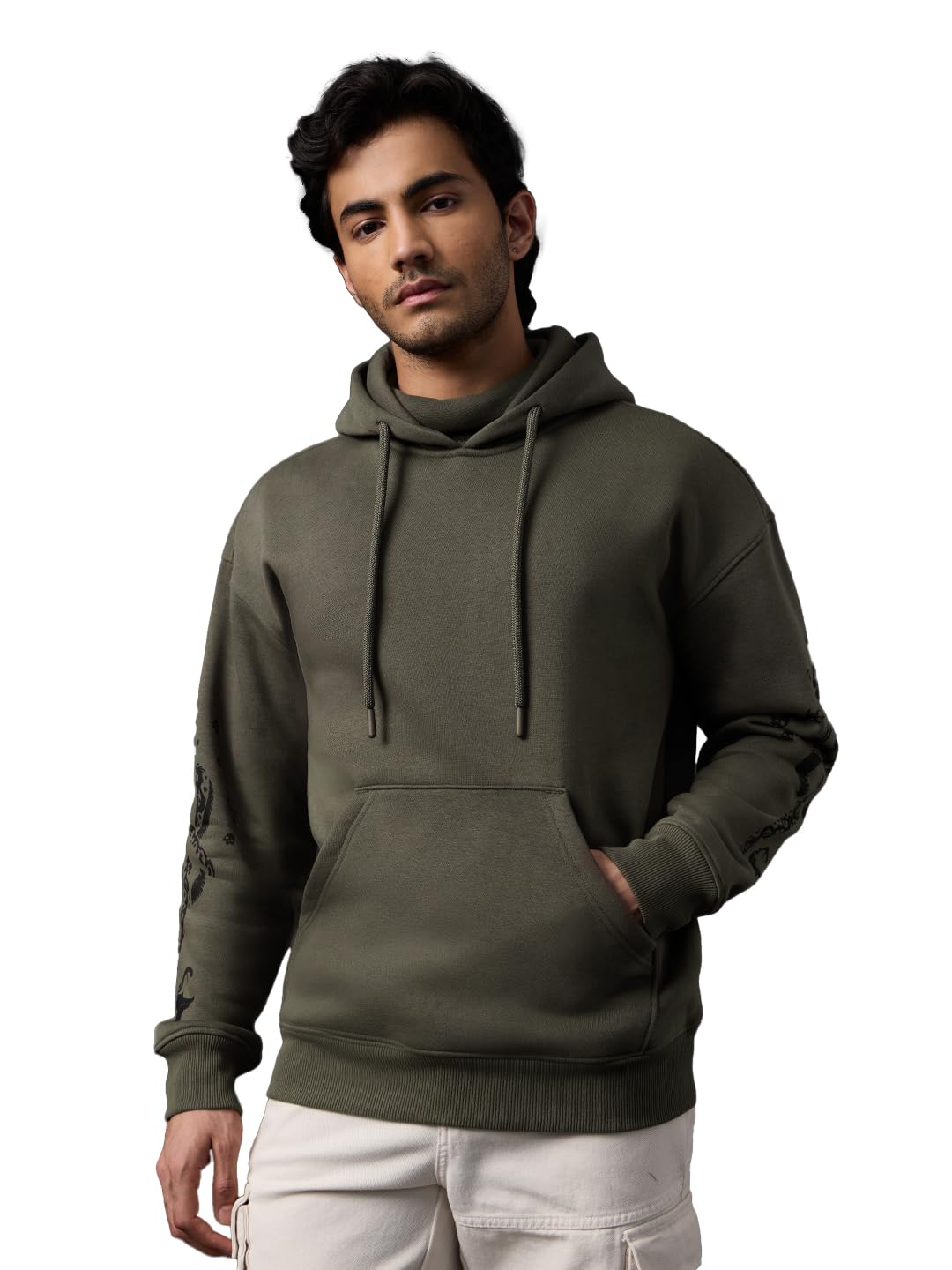 the souled store Harry Potter: Dark Mask Men and Boys Full Sleeves Hooded Neck Dark Brown Graphic Printed Cotton Blend Oversized Fit Premium Fleece Pullover Hoodie-picture-27