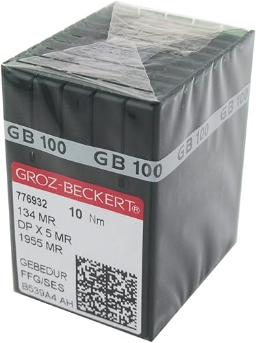 GROZ-BECKERT - Aguja en caja de plástico transparente CKPSMS 100 GROZ-BECKERT GEBEDUR 134 MR  135X5 MR agujas de máquina de acolchado de titanio