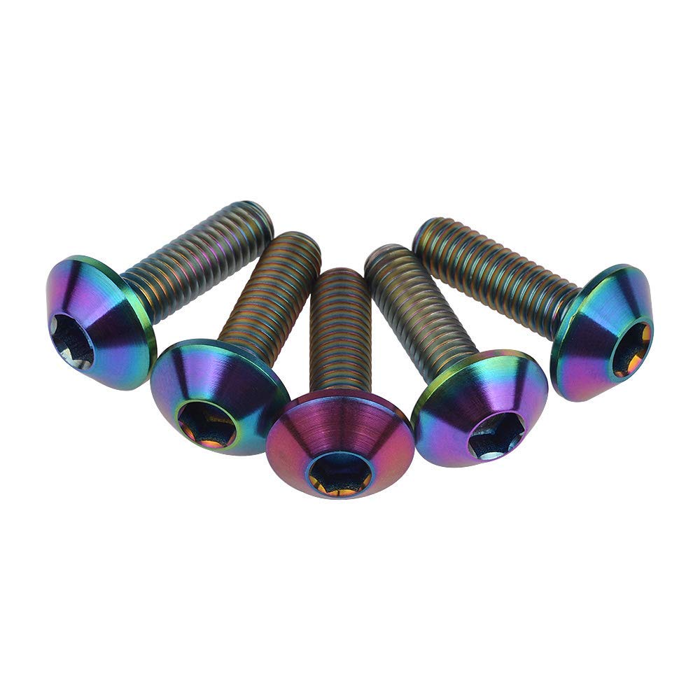 Ruifu M6 Gr5 - Tornillos de titanio para placa de matrícula (5 unidades, 12, 15, 20 mm)