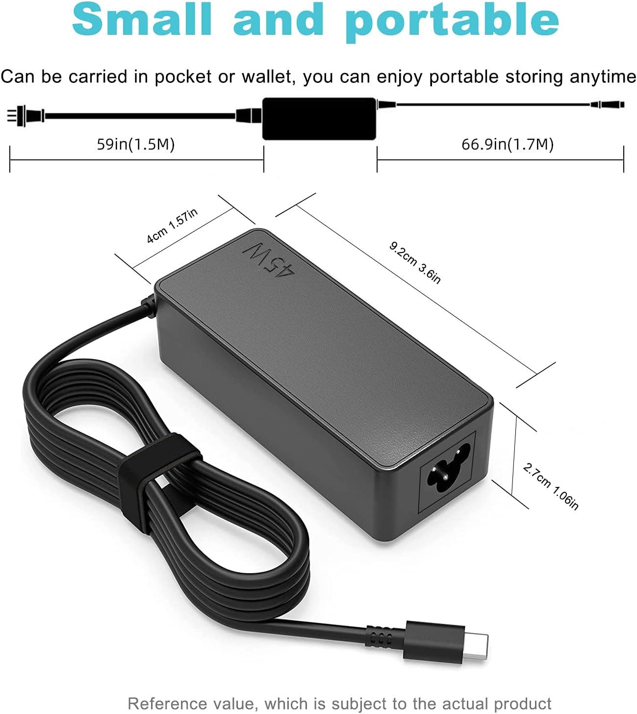 45W Type USB C Laptop Charger Compatible with Lenovo Chromebook C330 S340 100e 300e 500e C340 S330 2nd Gen,ThinkPad Yoga T480 T580 E490 E580 C630 C940 720 910, Adapter ADLX45YLC2D Power Supply Cord image 2