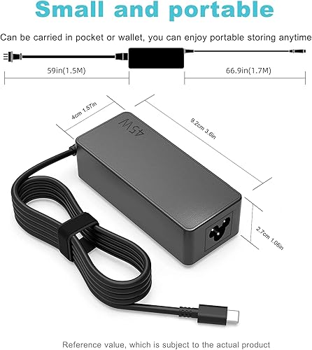 Miniatura 2 de Cargador USB C para portátil de 45 W compatible con Lenovo Chromebook C330 S340 100e 300e 500e C340 S330 2ª generación, ThinkPad Yoga T480 T580 E490