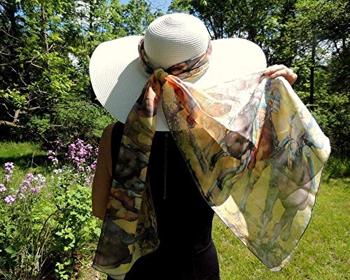 Horse Racing Scarf for Women's Kentucky Derby Apparel - 16" x 72" Poly Chiffon Wrap by Cheryl Chalmers4