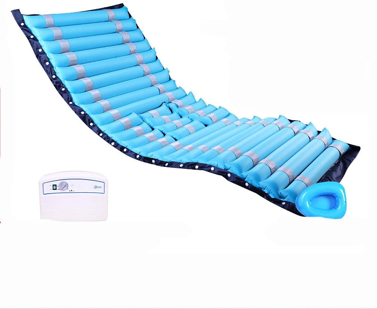 Colchón de Aire antiescaras con Bomba de Aire silenciosa, colchón de presión alterna, vía aérea Dual para Cama, Alivio de heridas, Inflable con Agujeros (Awith Holes+)