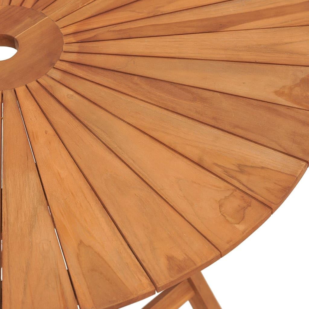 vidaXL Gartentisch, Beistelltisch Wetterfest Klappbar, Balkontisch Tisch Rund, Holztisch Klapptisch Gartenmöbel Campingtisch, Massivholz Teak