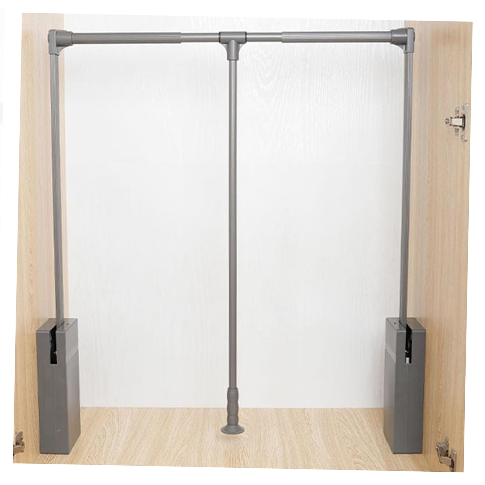 AYCDL Pull Down Closet Rod,Pull-Down Wardrobe Clothes Rod, Heavy-Duty 30KG Capacity, Adjustable Hanging Rail Organizer System for Efficiente,Grey-450-510mm