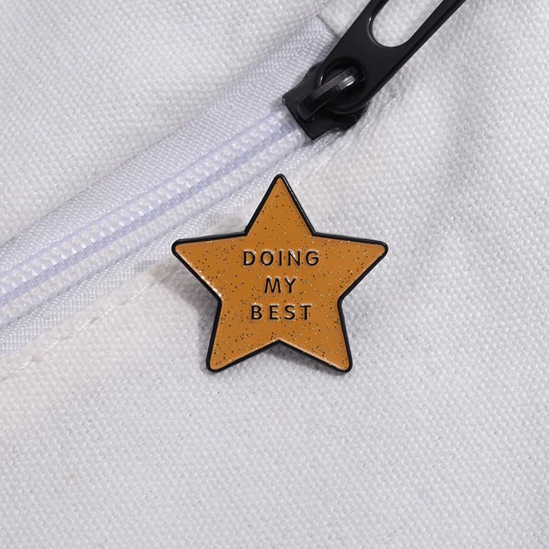 Image of inchi Tried inch Stars Enamel Pin inchDoing My Best inch Gold Glitter Star Enamel Pin Pop-Enamel Pin Lapel Badges Brooch for Women Men