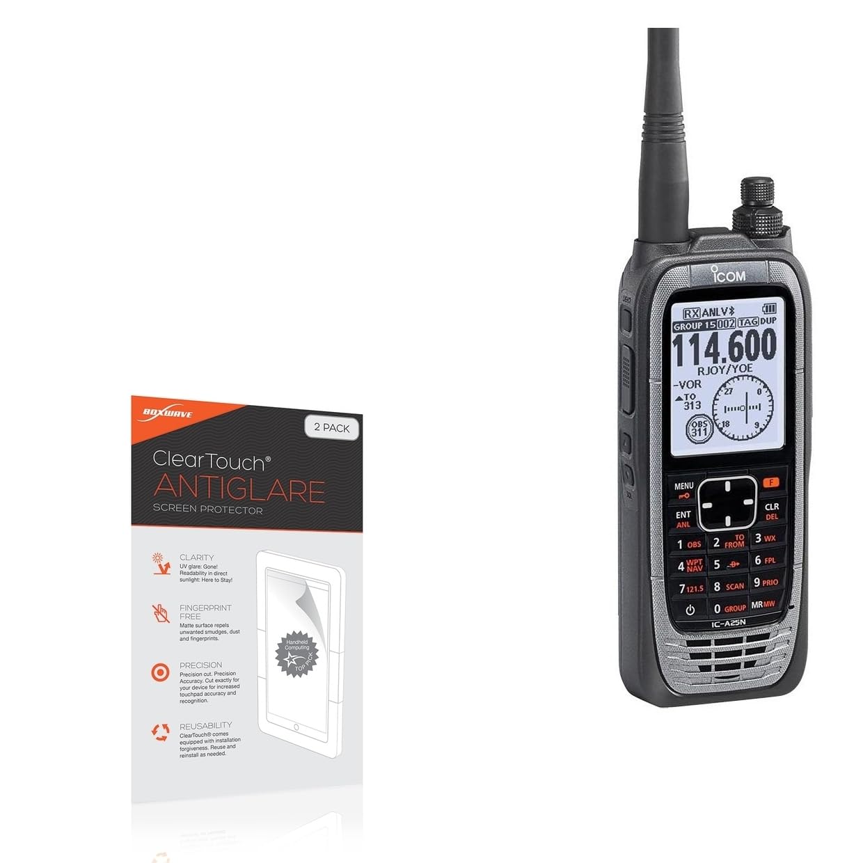 BoxWave Screen Protector Compatible with Icom A25N - ClearTouch Anti-Glare (2-Pack), Anti-Fingerprint Matte Film Skin