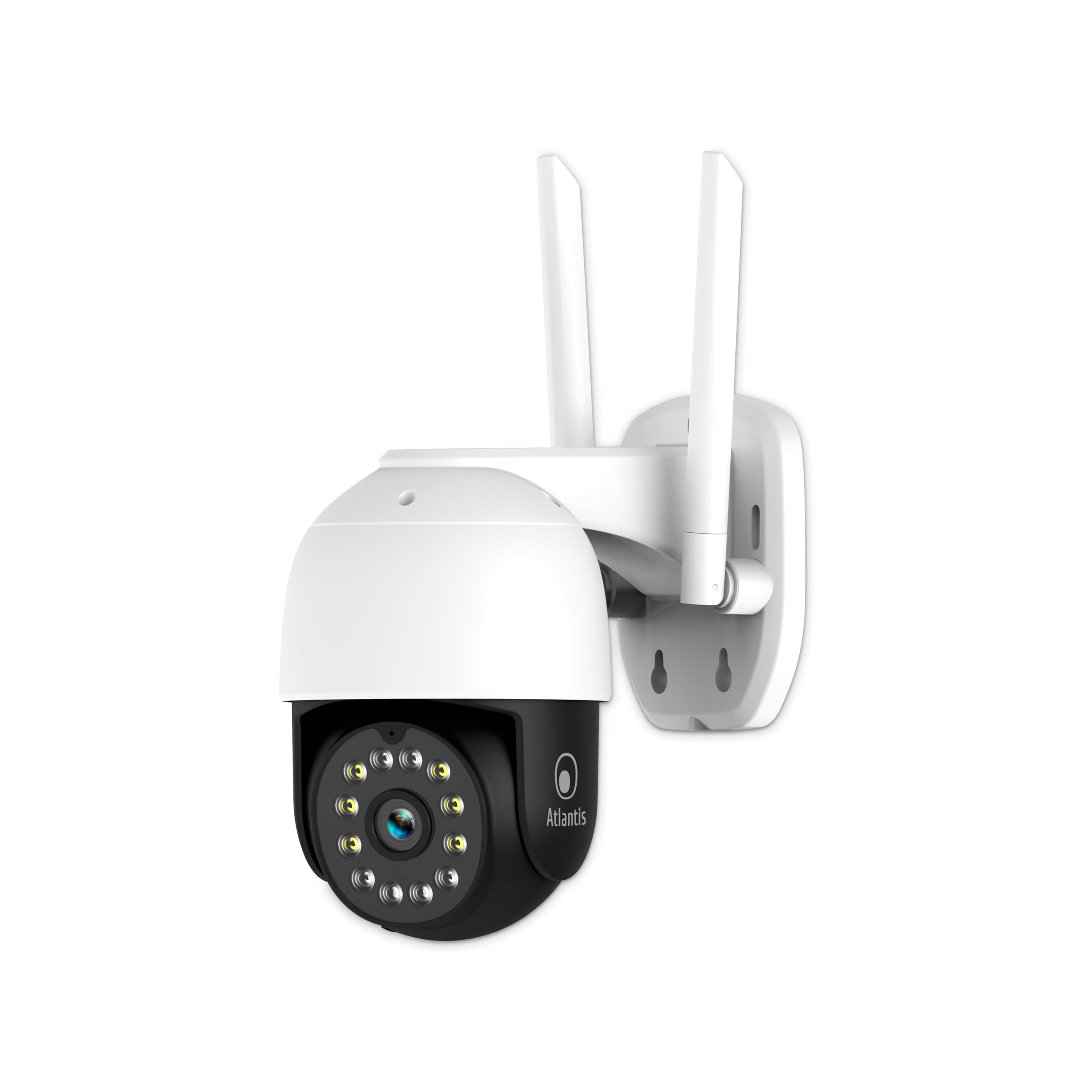 ATLANTIS Zewnętrzna bezprzewodowa kamera Wi-Fi 2K, 4 Mpiksele Full HD i sup: 2560 x 1440 lub 1920 x 1080 przy 25 fps, motoryzacja, IP64, 6 IR i 6 białych diod LED w odległości 12 m, mikrofon, darmowa
