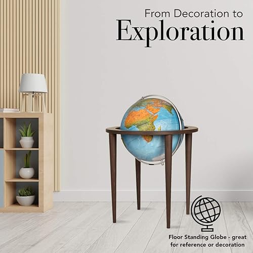 Miniatura 6 de Waypoint Geographic Normandy Globe, globo decorativo de pie de 16 pulgadas, soporte de 4 patas, montaje multidireccional, para decoración del hogar,