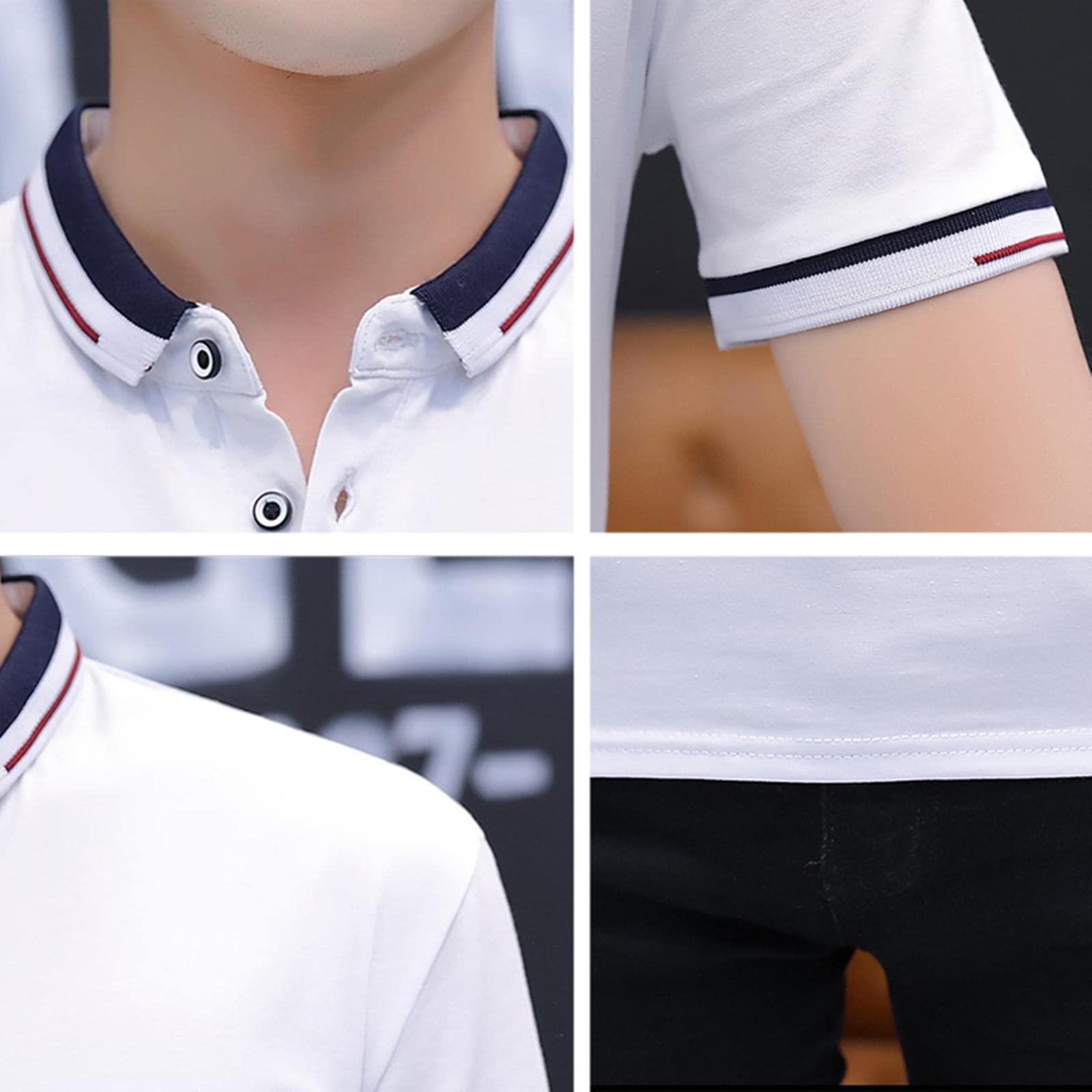 Camiseta casual de verano para hombre, talla grande, manga corta, cuello abatible, camisa ajustada para hombre, gris 2, L