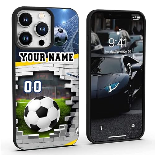 Soccer Field Design Personalized Soccer Phone Case vs Name Number Rubber Case for iPhone 16 16E 15 14 13 12 11 Pro Max S25 S24 S23 S22 S21 FE Ultra Note 20 A16 A15 A14 A54 White